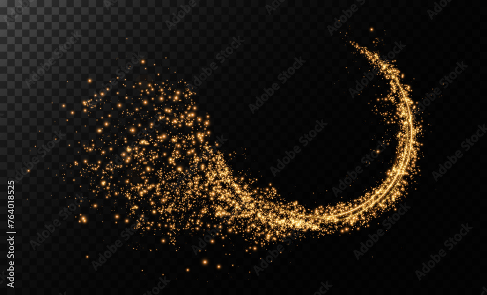 Sparks of dust and golden stars shine with special light. Vector sparks on transparent dark background. Christmas light effect. Sparkling magic dust particles. Sparks of dust and golden stars shine with special light. Vector sparks on transparent dark background. Christmas light effect. Sparkling magic dust particles.