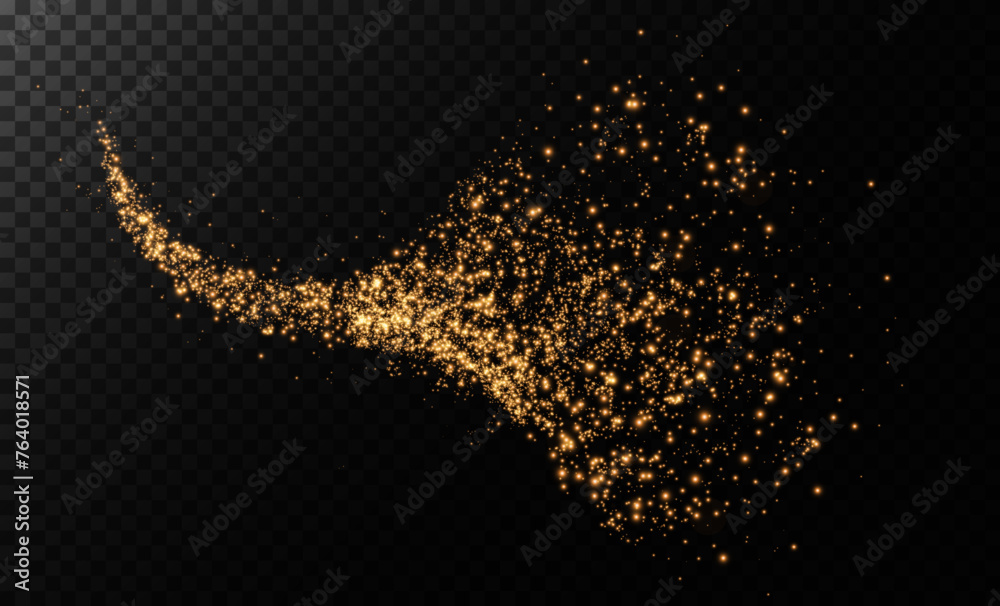 Sparks of dust and golden stars shine with special light. Vector sparks on transparent dark background. Christmas light effect. Sparkling magic dust particles. Sparks of dust and golden stars shine with special light. Vector sparks on transparent dark background. Christmas light effect. Sparkling magic dust particles.