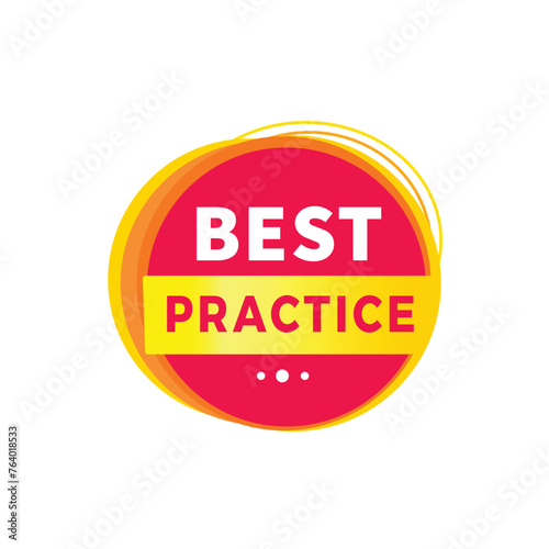 Best practice red label icon for announcement, advertising, vector. Flat design template for banner.