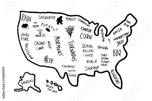 Funny stereotype map of USA