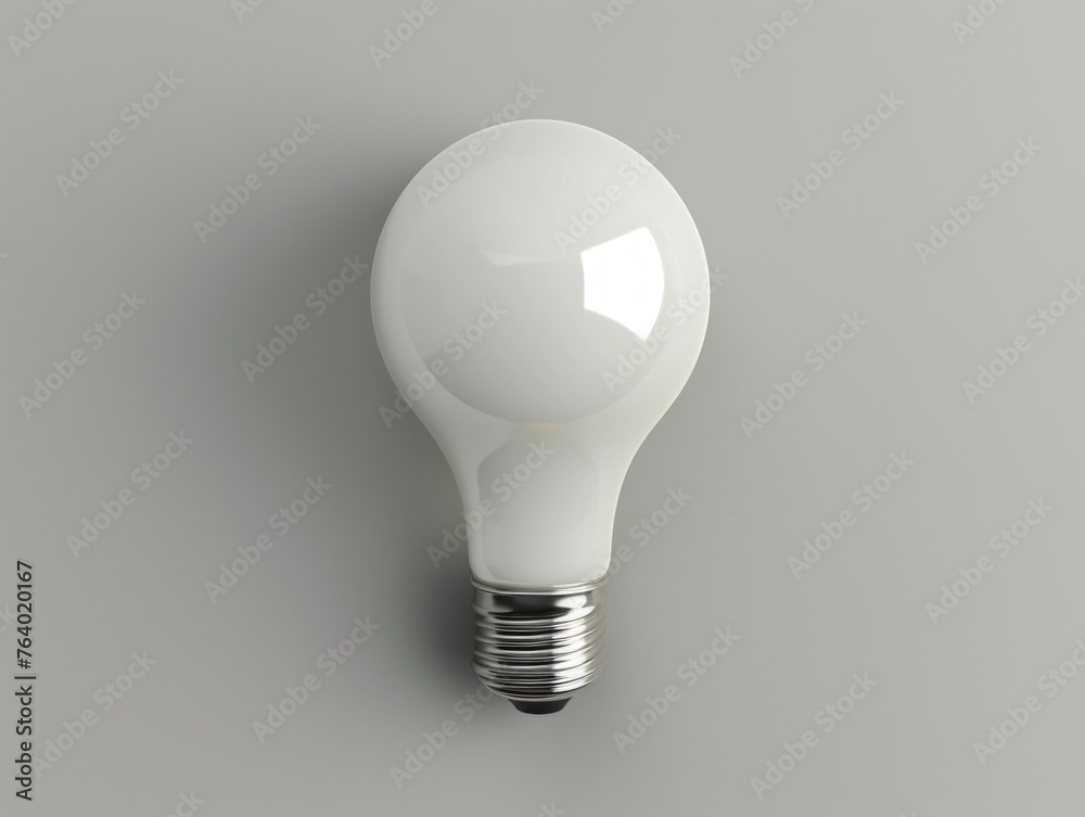 A light bulb on a grey background showcases a style of ambient occlusion and sharp humor. A light bulb on a grey background showcases a style of ambient occlusion and sharp humor.