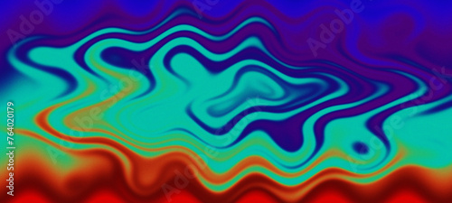 Abstract background gradient color wave ripples. Blue orange green circular wave grainy texture background.