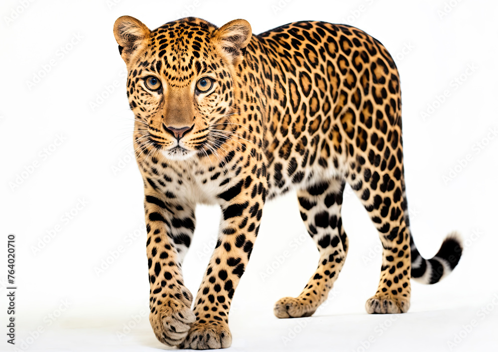 Leopard on a white background Side view Isolated Leopard on a white background Side view Isolated