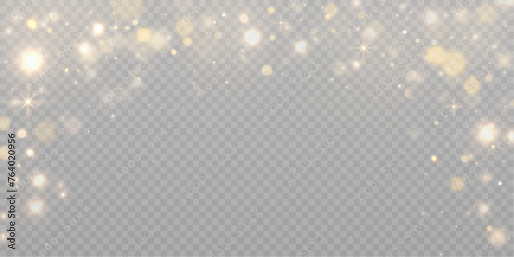 Bokeh glow background of sparkling dust, gold dust light, background with bokeh light effect, yellow shimmering glow with bokeh and glitter light. Vector Bokeh glow background of sparkling dust, gold dust light, background with bokeh light effect, yellow shimmering glow with bokeh and glitter light. Vector