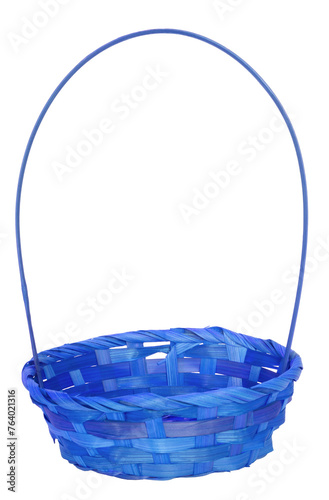 Obraz na płótnie Blue isolated wicker Easter basket seen from slightly above w salonie