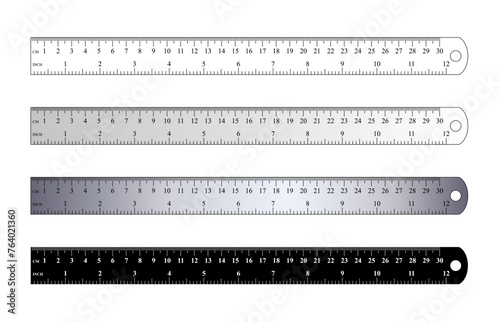 Grids for a ruler mm, cm, inch. measuring scale bars for ruler.Grids for a ruler in millimeter, centimeter, meter and inch. Metal rulers mm, cm, m scale. metric units measuring scale bars for ruler sc photo