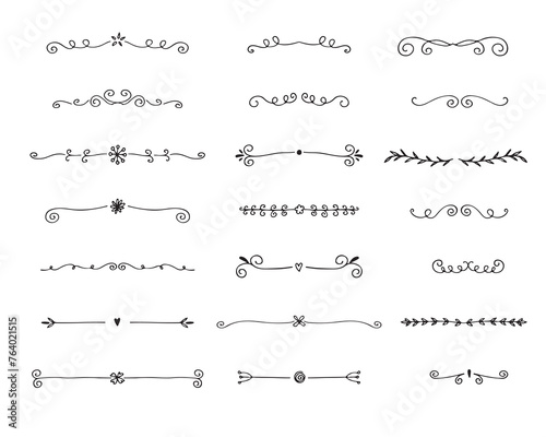 Hand drawn dividers and decorative separators. Divider ornament big set collection.