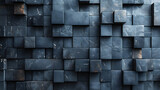 A wall of unevenly stacked dark-blue blocks showcasing a texture that adds depth and character to the image