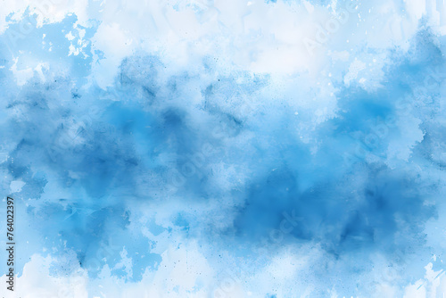 Abstract Watercolor shades blurry and defocused Cloudy Blue Sky Background, blurred and grainy Blue powder explosion on white background, Classic hand painted Blue watercolor background for design.