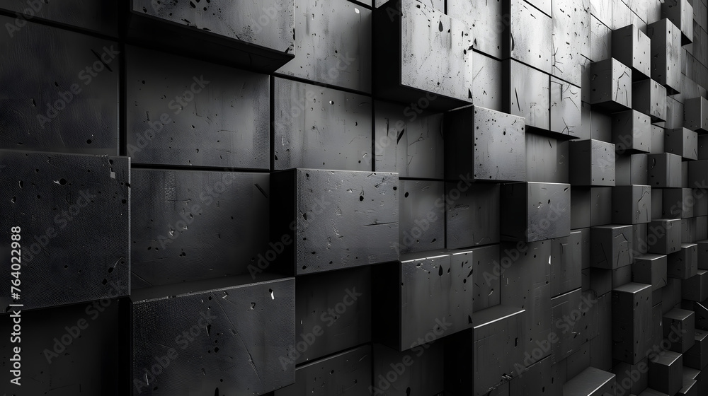 Monochromatic abstract cubes are captured dynamically, suggesting motion and depth in a static image