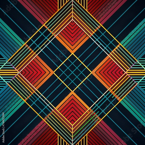 minimalist geometric pattern background with intersecting lines and vibrant contrasting colors