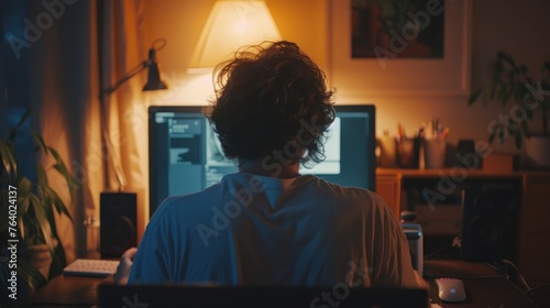 Computer in front of Face