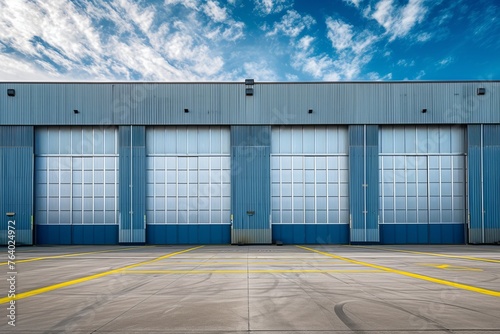 Wallpaper Mural Warehouse Storage Building Exterior with Industrial Design and Copy Space. Generative AI Torontodigital.ca