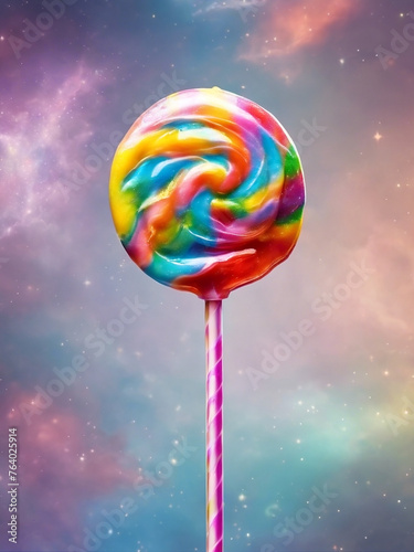 Lollipop. Large sweet spiral lollipop. Swirl colored candy cane