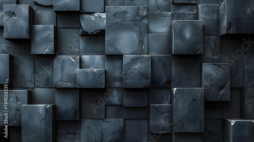 Close-up of cracked and imperfect blue blocks symbolizing disruption or change, arranged without a discernible pattern