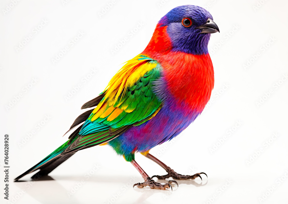 Colorful Rainbow Parrot isolated on white background with clipping path