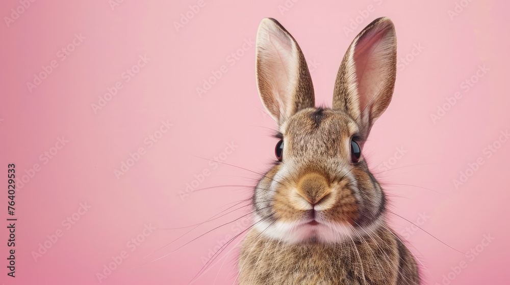 studio headshot portrait rabbit smiling against a pink background studio headshot portrait rabbit smiling against a pink background