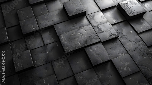 A visually striking image featuring dark cubes with a semi-glossy finish, portraying depth and texture