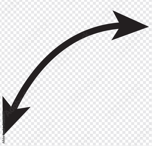 Dual semi circle arrow. Vector illustration. Semicircular curved thin long double ended arrow. vector illusration photo