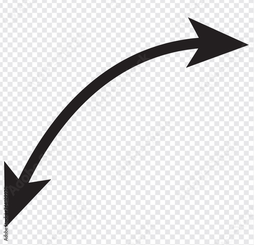 Dual semi circle arrow. Vector illustration. Semicircular curved thin long double ended arrow. vector illusration