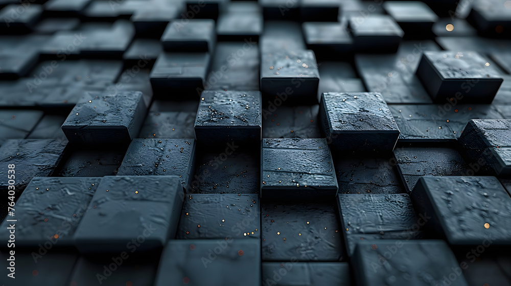 This image captures a black cubic surface with sparkling light particles, creating a dramatic and dynamic feel This image captures a black cubic surface with sparkling light particles, creating a dramatic and dynamic feel
