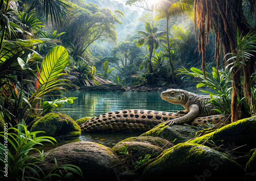Crocodile in the jungle photo