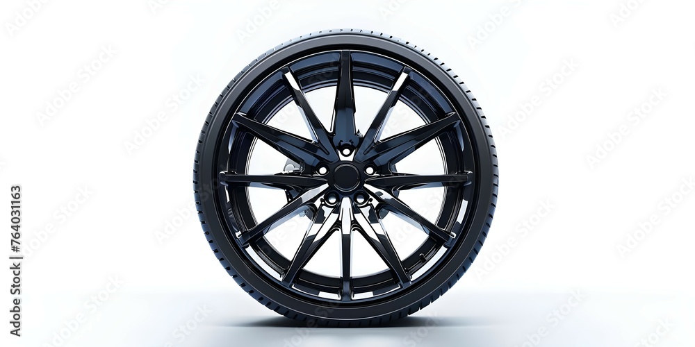 Alloy Car Wheel Rims on White Background: Ideal for Automotive Content. Concept Car Accessories, Automotive Photography, Metal Alloy Rims, Vehicle Parts, White Background