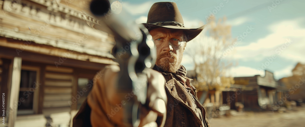 Generative ai illustration of a american town wild west Generative ai illustration of a american town wild west
