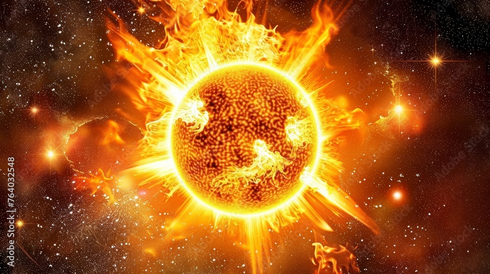 Fototapeta premium Dazzling solar flares spectacular eruptions from the sun s dynamic and captivating surface