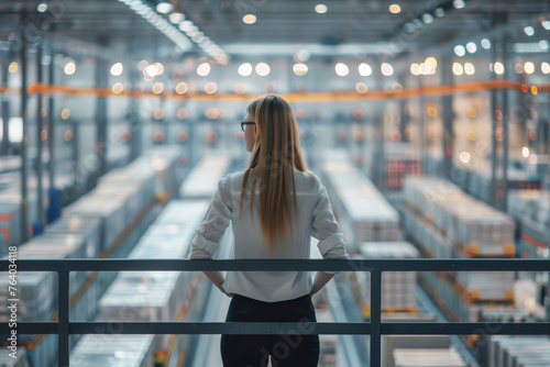 Woman overlooking a warehouse