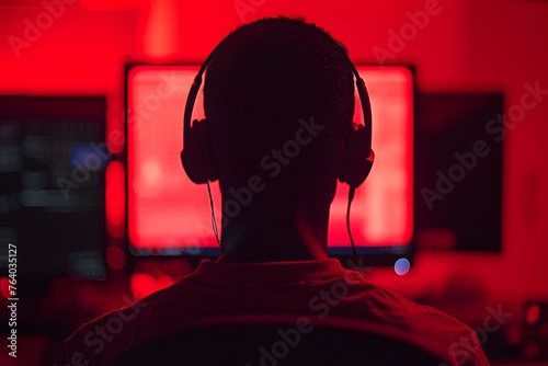 Illustration of call center worker doesn't look convincing in the image which has red tint to symbolize danger. It reflects the current problem of criminals calling to defraud victims in many forms.