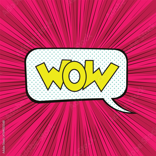 Comic speech bubble with expression text Wow!