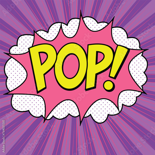 Comic starburst pattern. Comic speech bubble with expression text POP!