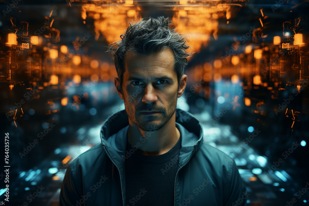 Office IT specialist worker system administrator hacker engineer picture portrait made with Generation AI technology Office IT specialist worker system administrator hacker engineer picture portrait made with Generation AI technology