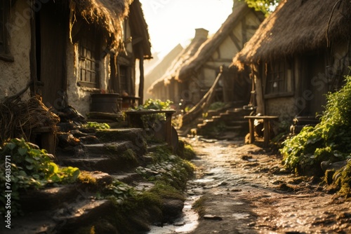 Historical celtic village in soft light - immersing in the unique atmosphere and traditional beauty