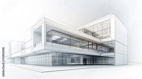 The business concept is a modern, sleek office building with elegant architecture and clear lines. © Classy designs