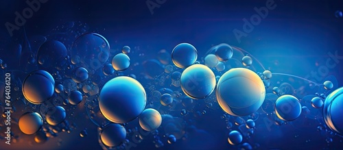 A close-up view capturing a cluster of airy blue bubbles effortlessly floating in the environment