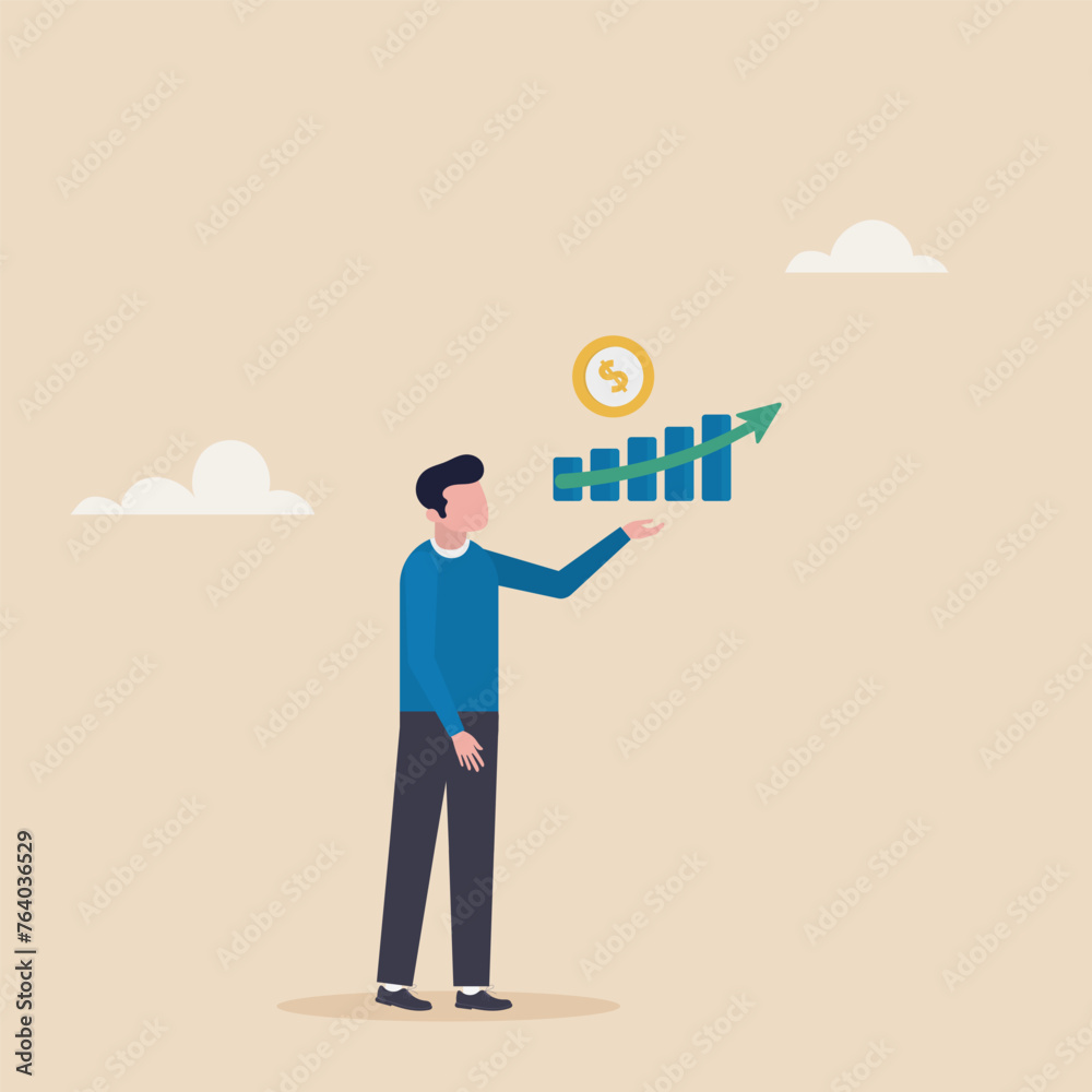 Income concept, confident businessman investor holding big profit growth chart. Financial advisor or asset management, making money to increase income.
Income concept, confident businessman investor holding big profit growth chart. Financial advisor or asset management, making money to increase income.