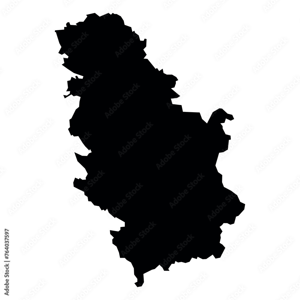 black vector serbia map on white background