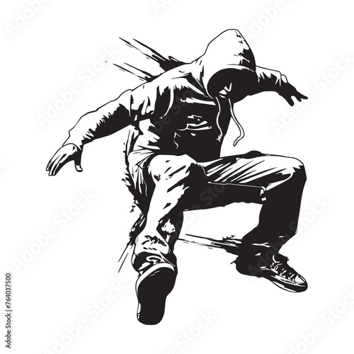 Parkour Image  Black and White Stock Vector  & Images, illustration of a person jumping