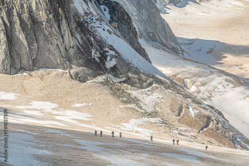 Walkers on the mountain glacier