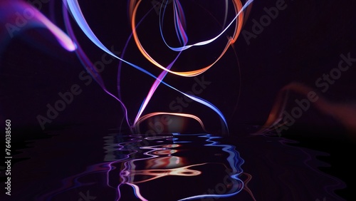 Colorful strings in motion against black background