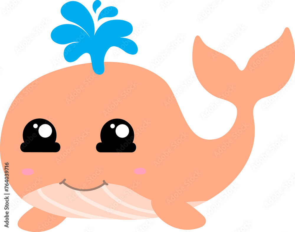 cute whale cartoon, sea animal