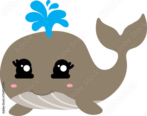 cute whale cartoon  sea animal