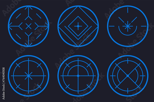 Aim and aim to the bullseye signs symbol. Creative vector illustration of crosshair icon set isolated on transparent background. Art design. Vector illustration