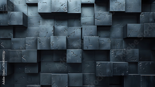 A close-up image of cubic shapes structurally aligned, showcasing shades of blue and a textured surface photo