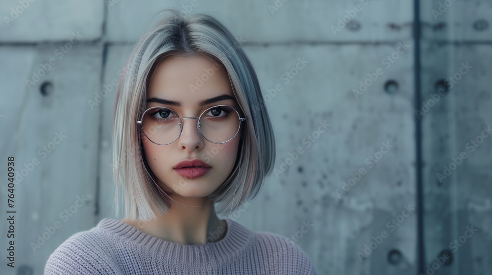 若い女性のファッションモデル めがね女子 若い女性のファッションモデル めがね女子