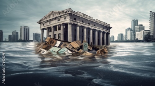 Banking Default and Bank Crisis or as Banks drowning in debt with financial instability or insolvency concept as an urgent business and global market problem