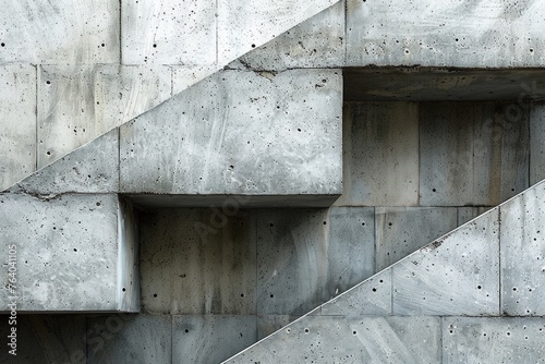 Detailed shot showing the raw texture and geometric shapes on a Brutalist architecture wall