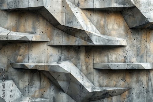 An eye-catching facade of a building showcasing dynamic geometric patterns made out of concrete